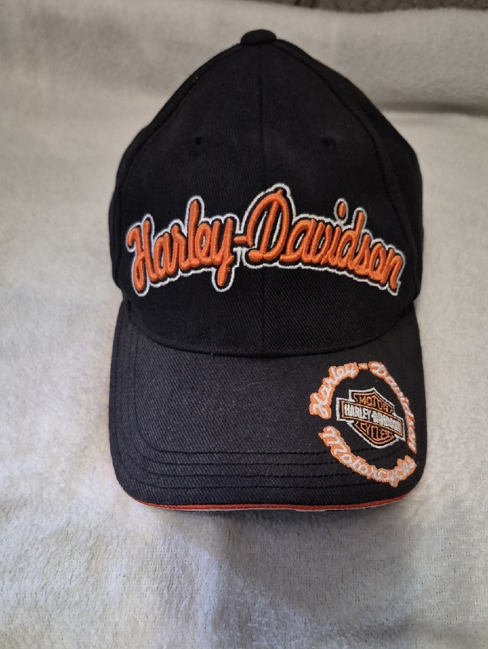Harley-Davidson Black Cap with Orange Script Logo
